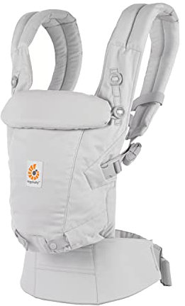 Ergobaby Adapt Babytrage für Neugeborene ab Geburt, 3-Positionen SoftTouch Cotton Ergonomische Babybauchtrage Rückentrage Baby-Tragetasche, Pearl Grey