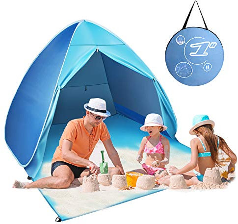 FBSPORT Beach Tent, UPF 50+ Easy Pop Up Beach Shade, Sun Shelter Instant Portable Tent Umbrella Baby Canopy Cabana with Carry Bag, Blue