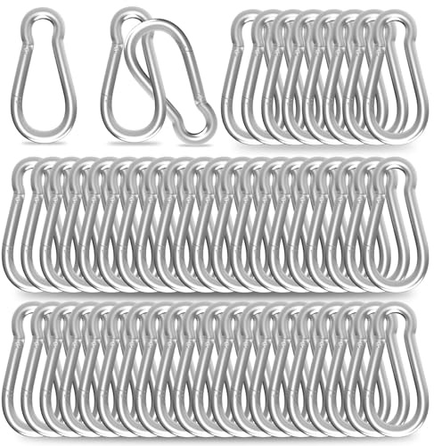 High-PQ Silver Spring Snap Hook Carabiner,Heavy-Duty M5 Galvanised Steel Clips with 100KG Capacity – Ideal for Hammocks, Swings & Outdoor Travel (5cm,50Pack)