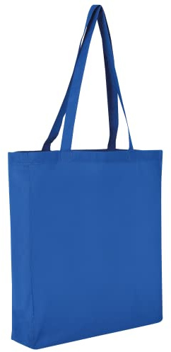 TEXXILLA 10er Pack Baumwolltasche - Oeko-TEX 100 Zertifiziert | mit Zwei Langen Henkeln, Boden- und Seitenfalte | 38x42cm | Jutebeutel | Einkaufstasche | unbedruckt, Farbe:Royalblau, Größe:10 Stück