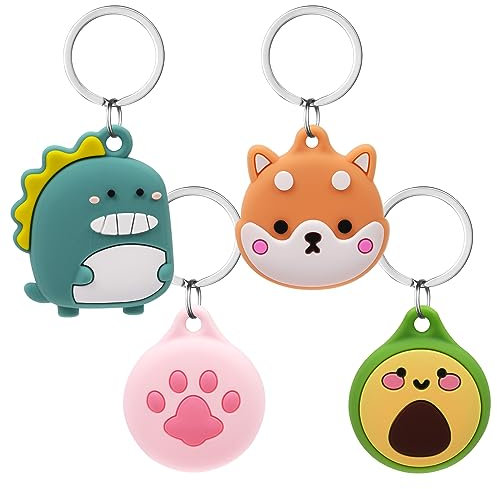 AXFEE Étuis pour Apple AirTag, Silicone Airtag Porte Clé, Anti-Chute Anti-Rayures Portable AirTag Étuis de Protection en Cuir Locator Tracker pour Clés, Enfants, Animaux (Airtag Non Inclus)