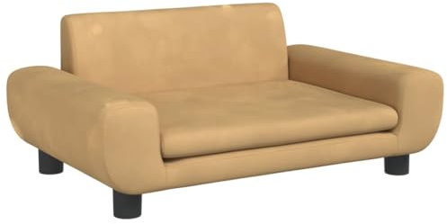 vidaXL Kindersofa, Couch für Kinder, Kindercouch mit runden Kanten, Kindersessel Minisofa Polstersofa Kindermöbel Sofa Kinderzimmer, Braun Samt