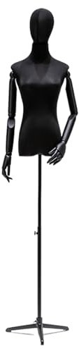 Schneiderpuppe Verstellbar mit Hochwertigem Schwarz-weißem Baumwollmaterial, Handwerklich Simulierter Echtholzarm, Schaufensterpuppe Weiblich Anwendbar auf Kleiderständer, Boutique, Bekleidungsgeschäf
