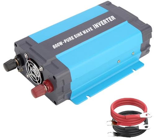 SolaMr 600W Inverter di Potenza a onda Sinusoidale pura da 24V DC a 220/230/240V AC Converter con Porte di Ricarica USB 1 A e prese AC per Sistemi Montati su Veicoli e Sistemi Domestici - 600W