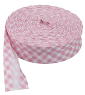 IEEDFJKK Gebügeltes Band mit Punktedruck verleiht Bastelarbeiten eine verspielte Note mit breitem, langlebigem Baumwoll Schrägband, rosa kariert