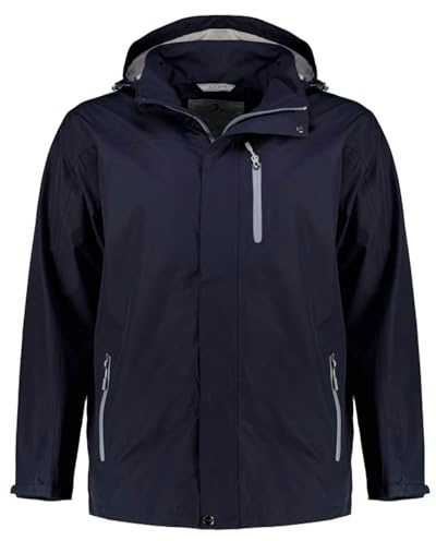 Blue Wave Herren Funktionsjacke Jupp mit abnehmbarer Kapuze - Outdoor-Jacke wasserdicht, winddicht und atmungsaktiv in Marine Größe 4XL