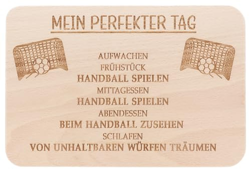 Spruchreif Frühstücksbrettchen Handball aus Buchenholz mit Gravur, Brotzeitbrett 22 x 15 x 1 cm, Geschenke für Handballer