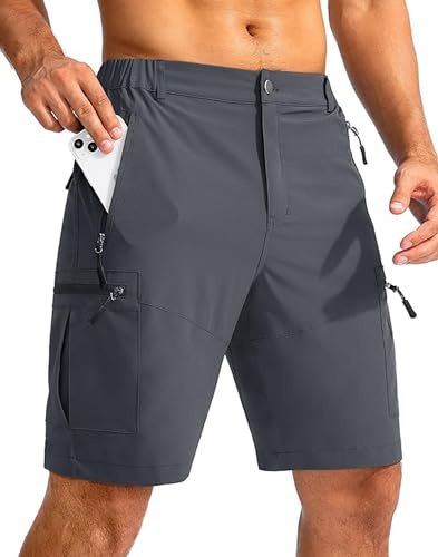 Tansozer Korta vandringsbyxor för män med dragkedja utomhus sommar cargo shorts, GRÅ, 3XL/Kort