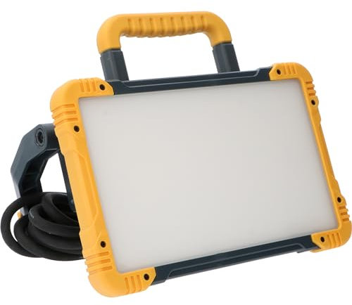 Proventa LED-Baustrahler mit Steckdose 30W kaltweiß IK08 5m Zuleitung IP54