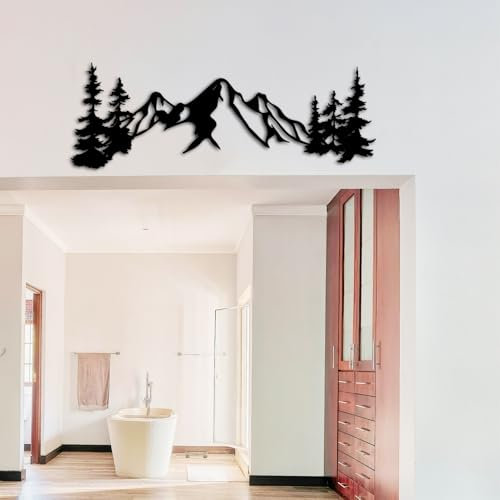 Yuzhuo Wanddekoration aus Metall, Bergwald, Silhouette, geeignet für Wohnzimmer, Schlafzimmer, Innen- und Außenbereich, Garten, Heimdekoration