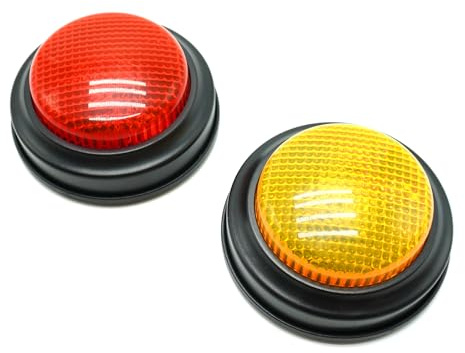 Gelabur 2-pack ringklocka för trivia-spel, svarsklockare för klassrum, familjefeud Jeopardy Buzzer, spelringare med ljus och ljud för klassrum