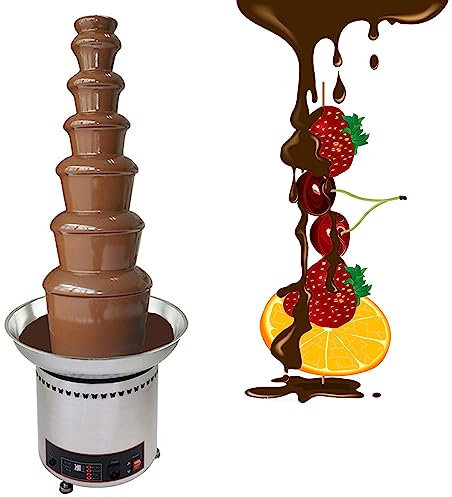 LZDOYY Fuente de Fondue de Chocolate, máquina eléctrica para derretir Chocolate, Fuente de Fiesta de Acero Inoxidable, Fuente de Chocolate Caliente para Queso Nacho, Rancho, licores,7floors