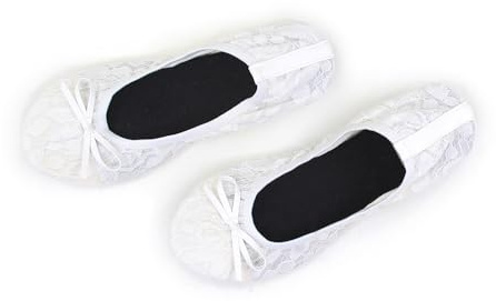 Women's Roll-Up Shoes for Weddings, Races and Special Occasions (White Lace)