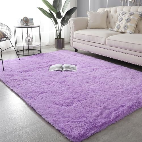 XUEDNGM Shaggy Hochflor Teppich Fellteppich 40 x 140 cm Waschbar Bis 30 Grad, Super Soft, Anti-Rutsch, Flauschig Plüsch Shaggy Teppiche Teppich Hochflor Wohnzimmer für Wohnzimmer, Schlafzimmer, Lila