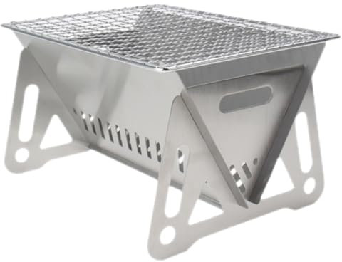 BEBEMOKO Klappbarer Camping-Grill Aus Edelstahl Tragbarer Outdoor-Grill Für BBQ Leichter Und Kompakter Grillrost Für Reisen Und Lagerfeueraktivitäten