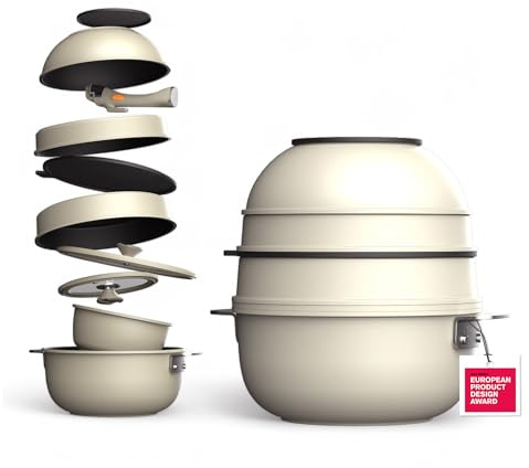MasterPRO SHARE&PLAY - Ensemble de 10 Ustensiles de Cuisine Empilables, Manche Amovible, Peu Encombrant, Fonte d'Aluminium, Revêtement Antiadhésif CERATECH