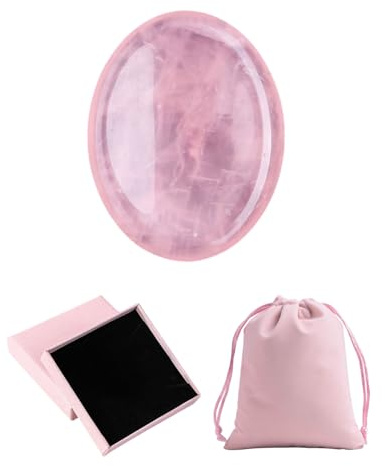 UYRVAPE Lapislazuli Kristalle Handschmeichler SorgenSteine Daumen EdelSteine Oval Kristall HeilSteine Palm Steine Stress Relief Reiki Heilung Meditation, Geschenkbox-Verpackung(Rosenquarz)