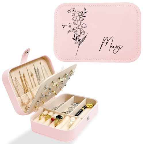 toyofmine Portátil Jewelry Organizer con nombre | Pequeño joyero de viaje, regalo para mujeres y niñas, regalos ideales para cumpleaños, boda