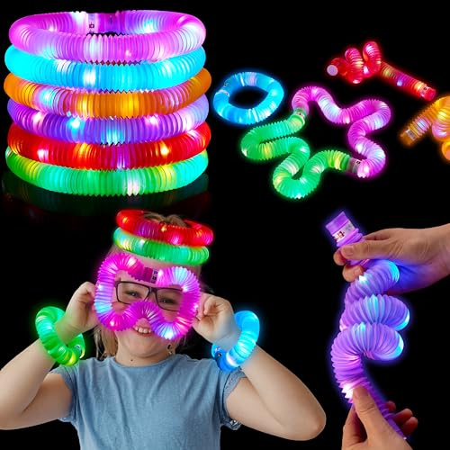 JOYIN Paquete de 12 varillas brillantes de Halloween, paquete de fiesta a granel, juguetes de tubo pop iluminados de Halloween, 6 colores para niños truco o trato, suministros de fiesta que brillan en