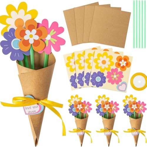 Pesoncarl 24 Set Paper Flowers für Handwerksspaß DIY Papierblume Bouquet Craft Kit Muttertag Bouquet Kit dankbares Geschenk für Frauen Mom, Spielzeug, Spielzeug