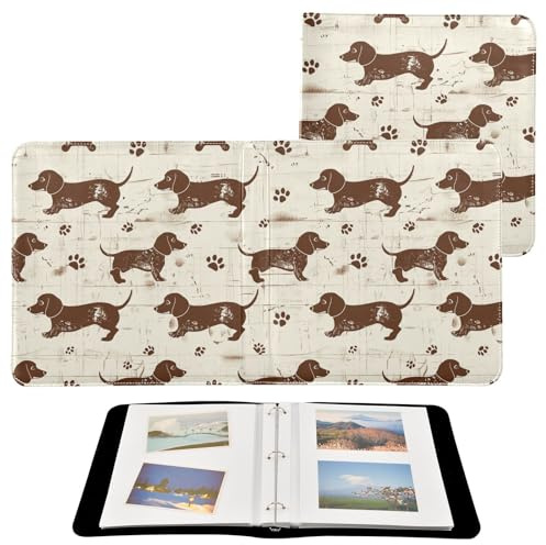 Carpetas de álbumes de fotos para fotos de todos los tamaños, diseño de perro salchicha, páginas autoadhesivas retro de 4 x 6, 5 x 7, 6 x 8 pulgadas