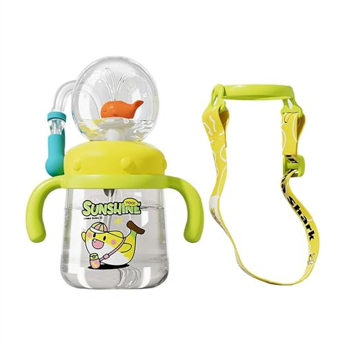 Bicchiere fontana a forma di balena con getto di balena, bottiglia d'acqua carina con coperchi, cannucce, manici anti-perdita, cinghia regolabile, per casa, scuola, viaggi
