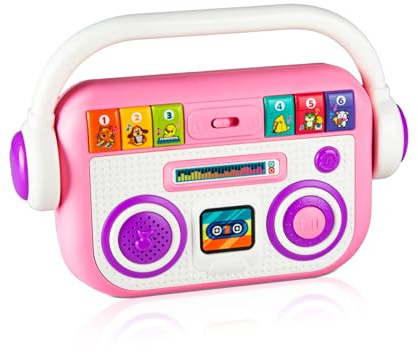 Baby Toys for 1 Year Old Boys Girls Early Learning Educational Baby Toys 6 to 12 Months with Animal Sounds Musical Toy 6-9-12-18 Months Christmas Birthday Gifts Age 1-2 for Infant (Pink)