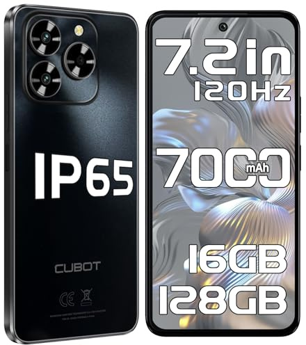 CUBOT Note 60 Handy Ohne Vertrag - 7.2 Zoll &120Hz Smartphone, 7000mAh Handy Günstig, 16GB+128GB/1TB Android 15 Simlockfreie Handys, IP65-Schutz, 48MP Kamera, 4G Dual-SIM/Face ID/NFC/Dual-Lautsprecher
