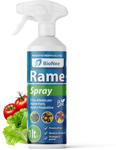 Spray de cobre, 1 litro, tratamiento natural listo para usar para plantas ornamentales, frutales, huertos y jardín – con cobre, caolín y microelementos (ramespray)