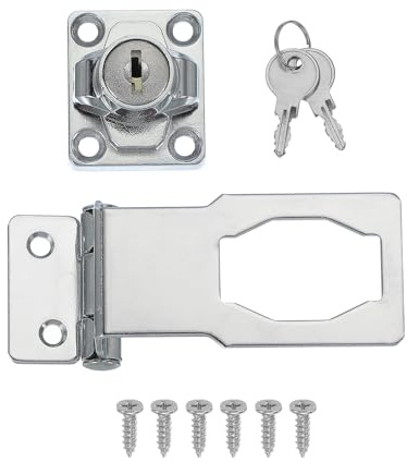QUARKZMAN Cerrojo De Seguridad Con Pomelo Giratorio Y Llave Paquete De Seguridad Hebilla De Cerrojo Con Llaves Y Tornillos 3 Pulgadas Ángulo Recto De 90° Para Ventana Granero (Plateado)