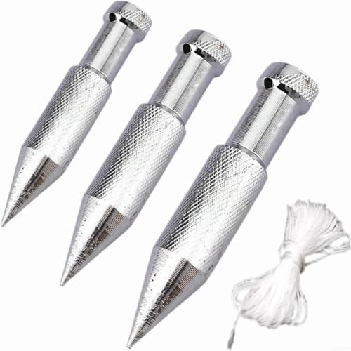 Allthingstore Juego de plomada de acero de alto carbono con cuerda, herramienta de alineación vertical para constructores, carpinteros, albañiles