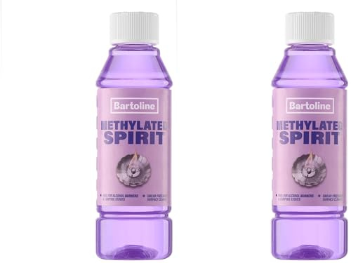 Bartoline Methylated Spirit 250ml– Multi-Purpose Cleaner & Fuel for Alcohol Burners, Camping Stoves & Glass – Fast-Drying, Smear-Free Hard Surface Cleaner (Pack of 2)