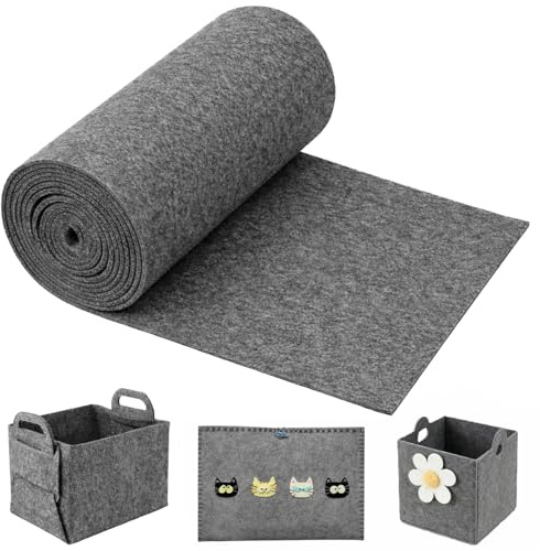 Filzrolle Filzstoff,30cmx300cmx3mm Filz Meterware Filzmatte Polyester Filzrolle für DIY-Aufbewahrungstasche Filzunterlage Nähen Sticken Sticken Basteln Zuschneiden Dekoration (Mittelgrau)
