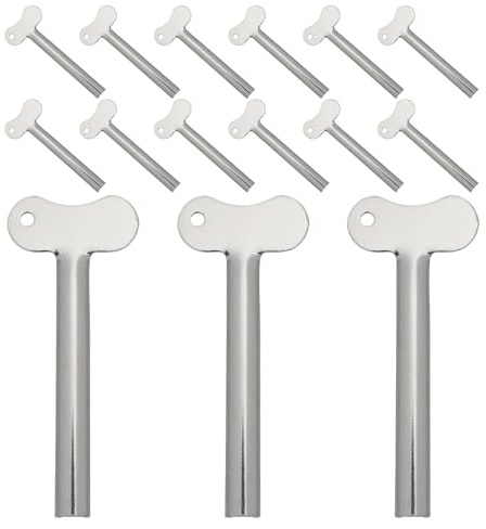 WEKADRIN 15 Pièces Lot de 15 Presse-tubes en Acier Inoxydable Argenté, Outil Manuel pour Presser Dentifrice, Crèmes et Tubes de Peinture, Compact et Portable pour Salle de Bain et