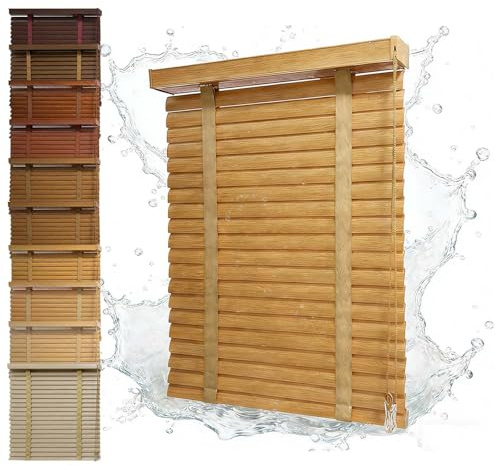 Holzoptik Alu-Jalousien for Innen Fenster, Horizontale Jalousie mit 50 mm Lamellen, Maßanfertigung Jalousie Sichtschutz for Wohnzimmer, Schlafzimmer und Büro, 60 80 100 120 140cm(Natural Oak)