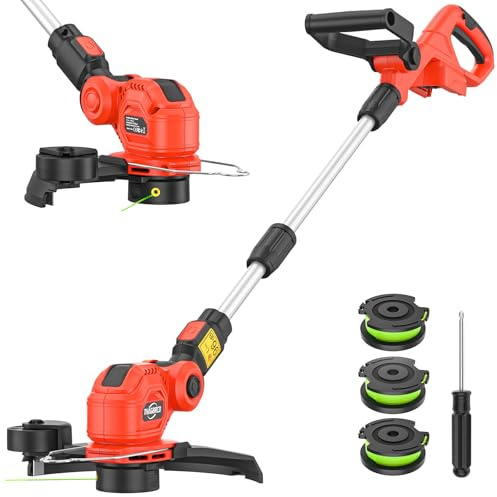 Débroussailleuse sans fil compatible avec batterie Milwaukee 18 V, coupe-bordure de jardin avec diamètre de coupe de 25 cm, coupe-bordure électrique, désherbant, désherbants, pelouse de jardin (pas de