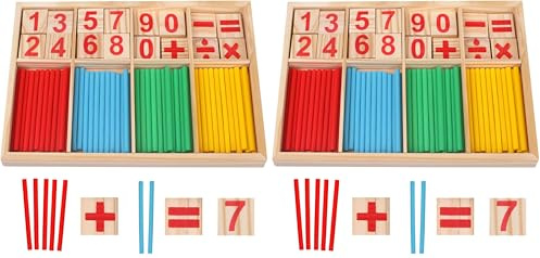 camelize Montessori mathematisches Spielzeug Holz,Rechenstäbchen,Zahlenlernspiel, Pädagogisches Mathe-Spielzeug für Kinder 3 4 5 (Packung mit 2)