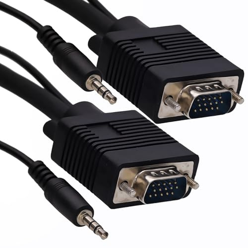 kenable VGA/SVGA HD15 TV Vidéo câble Avec built En 3,5 mm Jack l'audio Cordon 2 m [2 mètre/2m]