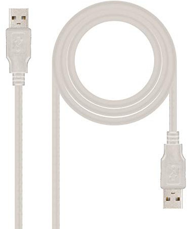 NanoCable 10.01.0303 - Cable USB 2.0, tipo A/M-A/M, macho-macho Beige, 2mts