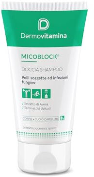 Dermovitamina Doccia Shampoo Antifungino Micoblock - Corpo e Capelli - Per Pelli Soggette a Infezioni Fungine - Bagnoschiuma Per Piscina e Palestra - Proteine d'Avena - 200 ml