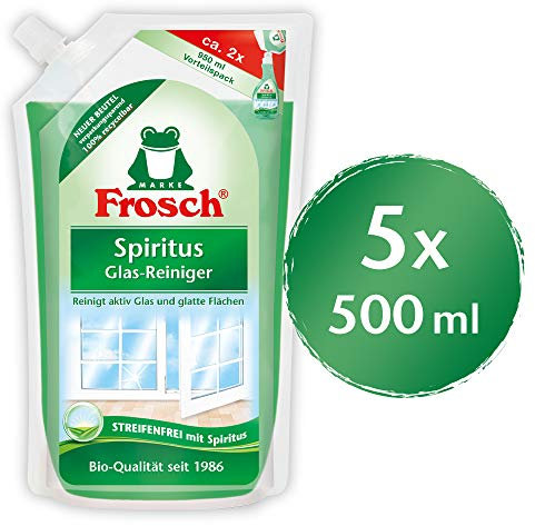Frosch Spiritus Glas Reiniger Nachfüllbeutel, 5er Pack (5 x 500 ml)