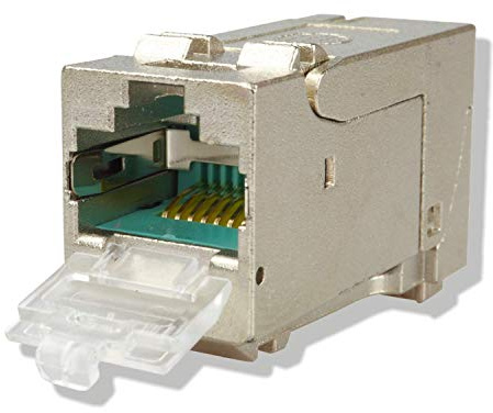 AIXONTEC 2 Stück Cat.6A Keystone Jack RJ45 Modul Buchse 500 Mhz 10Gbit vollgeschirmt- 180 Grad, werkzeuglose Montage, toolless, made in Europe