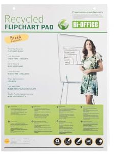 Bi-Office Earth - Bloc de Papel Reciclado para Pizarra Rotafolios, Euro, 40 Hojas por Bloc, 55 g/m², Paquete de 5 Bloques