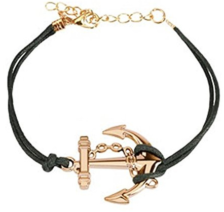 beyoutifulthings Wickel-Armband GROSSER ANKER Länge 250mm Breite 2,89mm verstellbar Karabinerverschluss Echt-Leder Edelstahl Seil Maritim