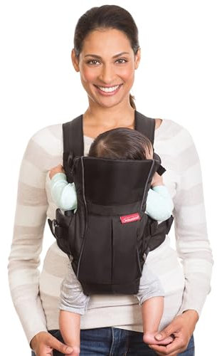 Infantino Swift Classic Porte-bébé 2-in-1 avec Bavoir Wonder Cover, Sangle Réglable, Essentiel pour la Liste de Naissance, Porte-bébé pour Nouveau-né à Tout-Petit 3,18–11,79 kg, Noir