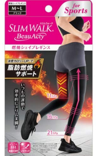 PIP Slim Walk Beau Acty Combustion Shape Leggings Sports Black M ~ L Size