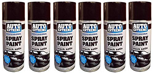 400ml Auto Extreme Professional Quality Perfect Finish Black Satin Aerosol Spray Paint Cans For Cans Bikes Vans & Other surfaces (6)