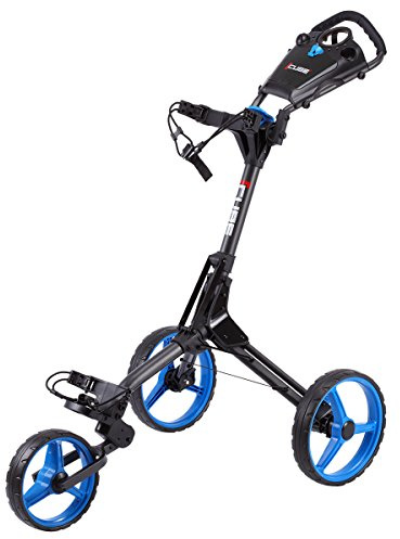 SkyMax Golf CUBE - Carrito plegable con 3 ruedas, compacto, color gris y azul