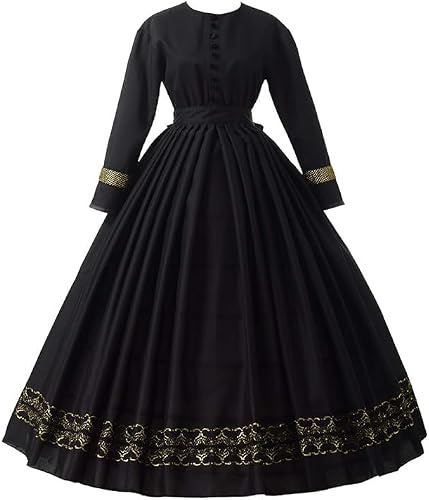 GRACEART Medievale 1860 Femme Renaissance Robe Victorienne Robe Gothique Longue Deguisement MéDieval Cosplay Medieval Vintage Jupe Retro Robe
