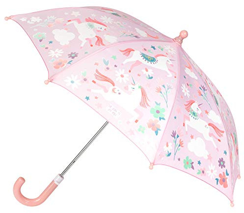 Stephen Joseph Kids' Color Changing Wet Dry Umbrella, Water reacting, Auto Open Umbrellas for Rain Children's Umbrella, UNICORN, 23X28